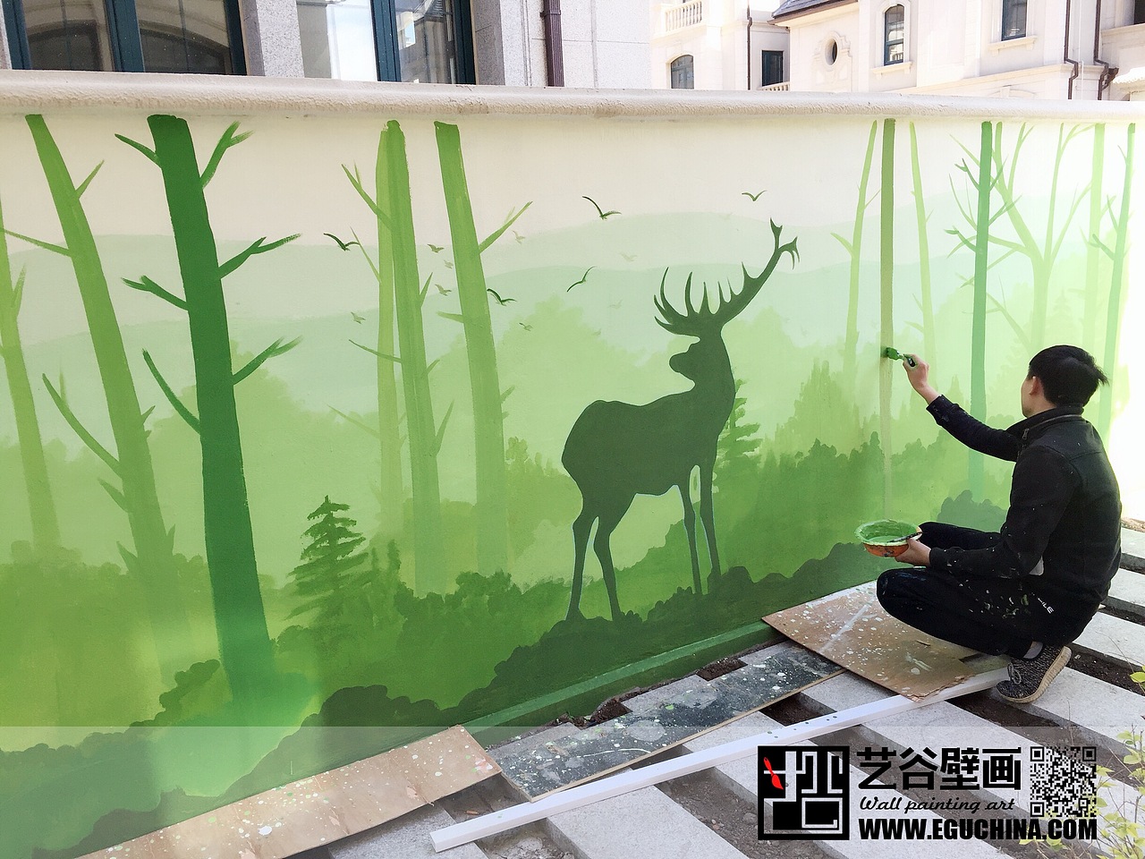 哈尔滨群力溪岸艺墅别墅区外墙彩绘（图ZMTE5MTg0OTMy） - 新锐潮流插画 - 站酷设计师哈尔滨艺谷壁画原创素材 - 站酷ZCOOL