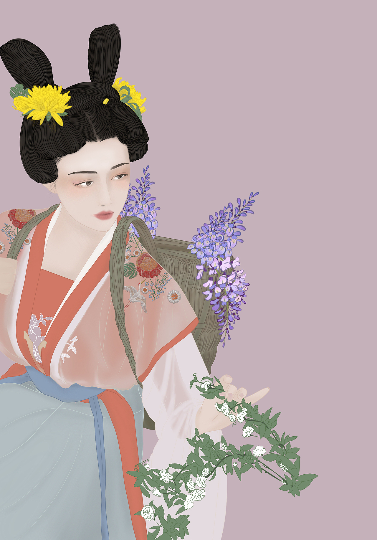 华籍美人图习作|插画|创作习作|杨葱头儿_原创作品-站酷zcool