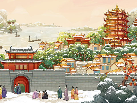 冬季,起义门与黄鹤楼公园,还不快出来赏雪吗