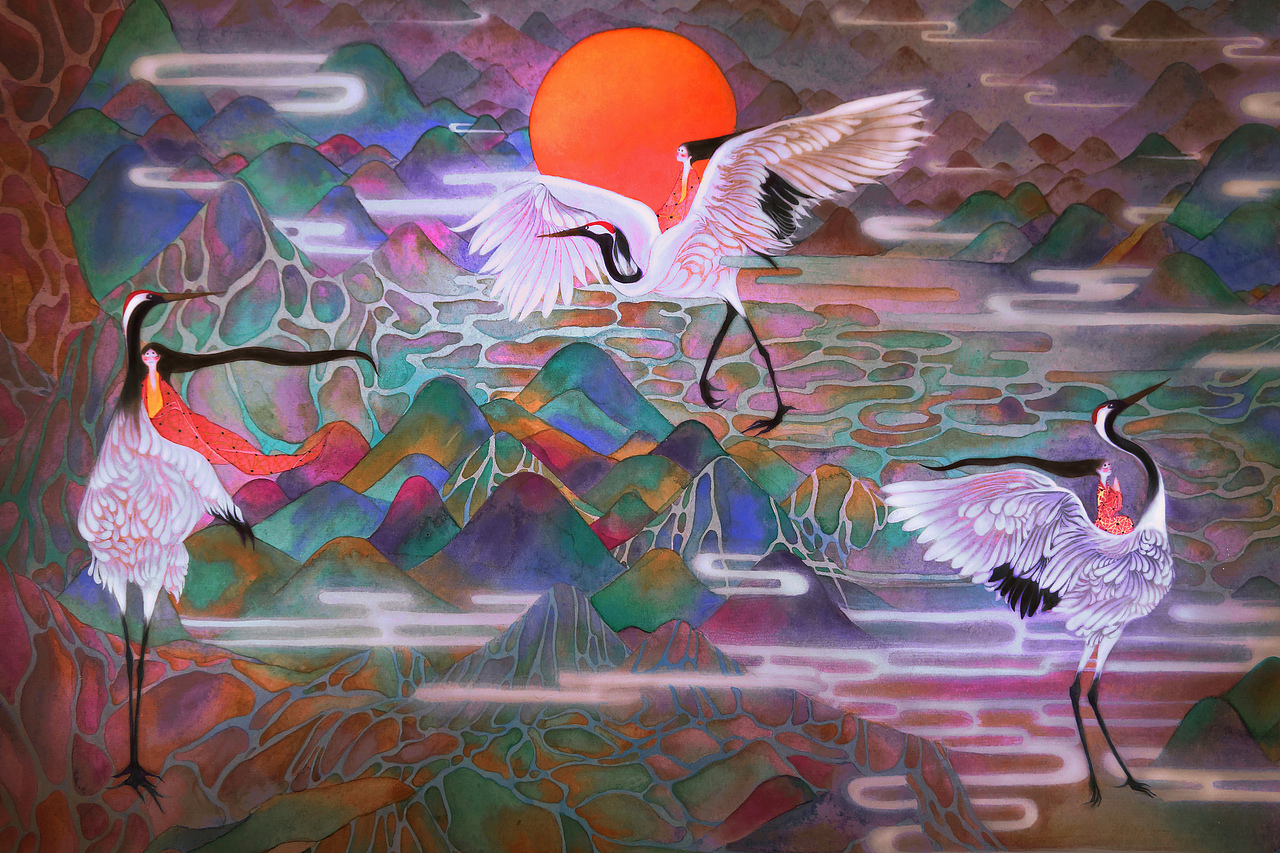 《鹤仙歌.金散瘴》白中南颜彩-人川集（图ZMTAxODA1MDM2） - 艺术插画 - 站酷设计师白中南原创素材 - 站酷ZCOOL