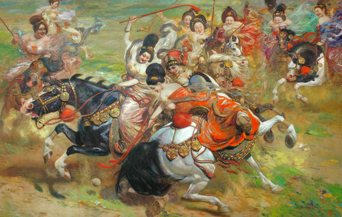 油画作品《马球》