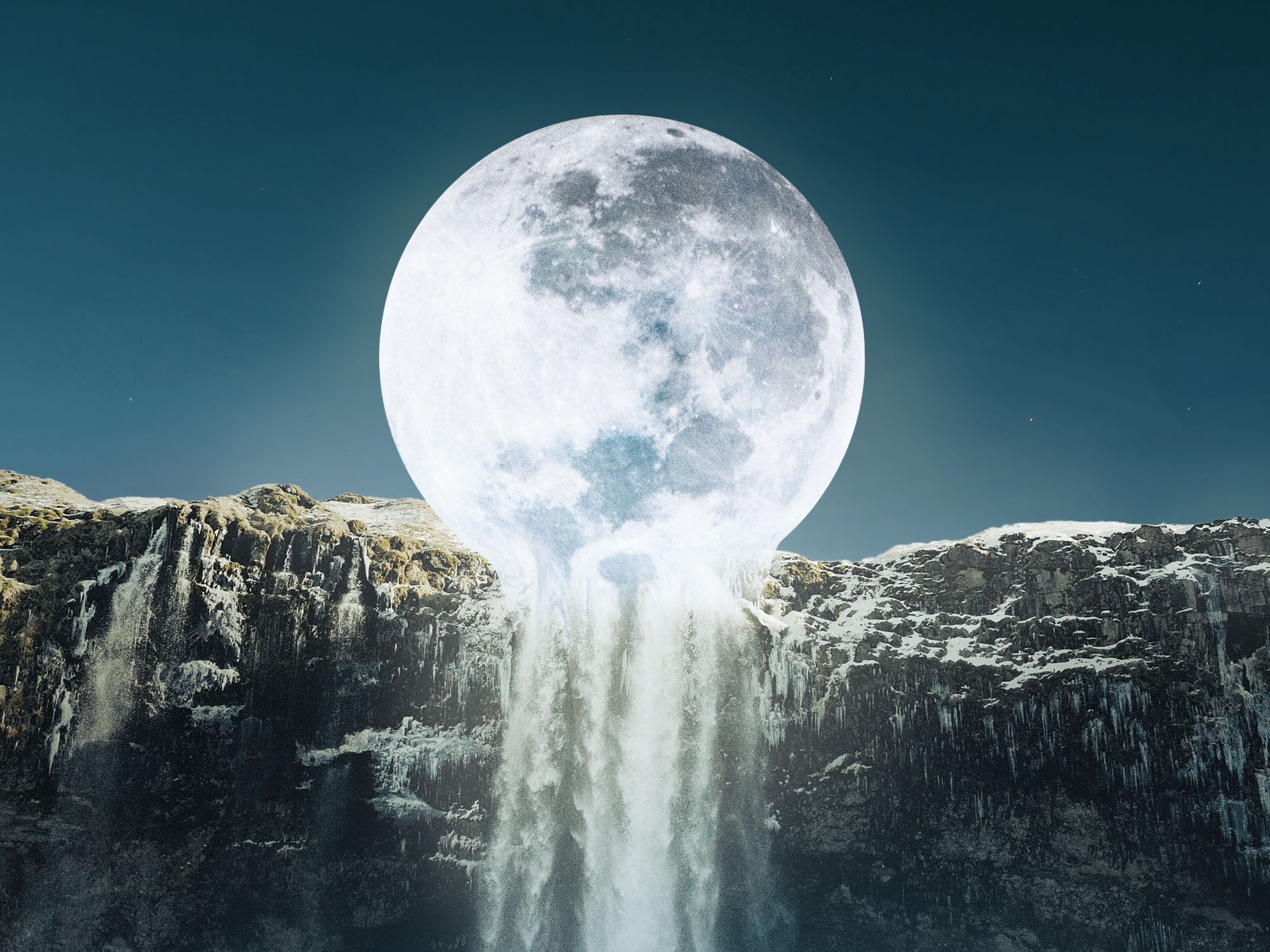 月亮🌙瀑布合成|平面|海报|知了777 - 原创作品 - 站酷 (ZCOOL)