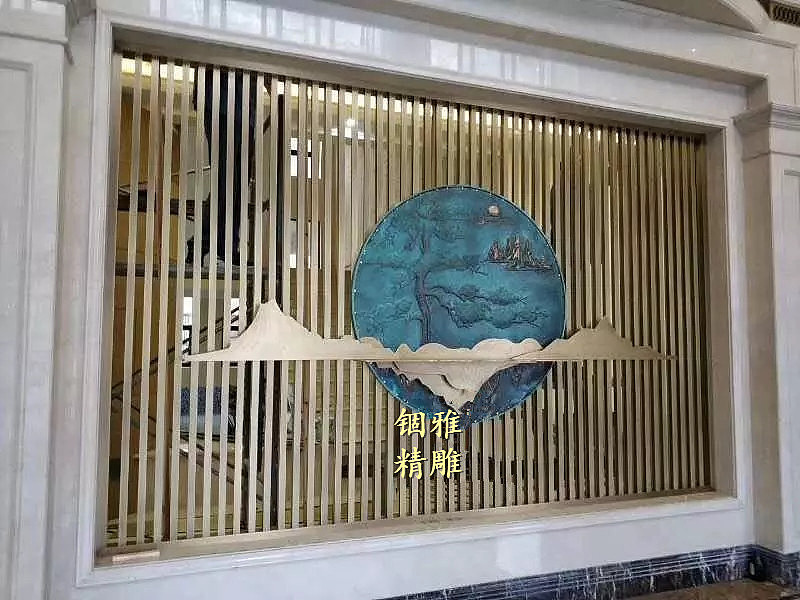 社会主义建设新型纯铜雕刻屏风背景墙 铜浮雕壁画|空间
