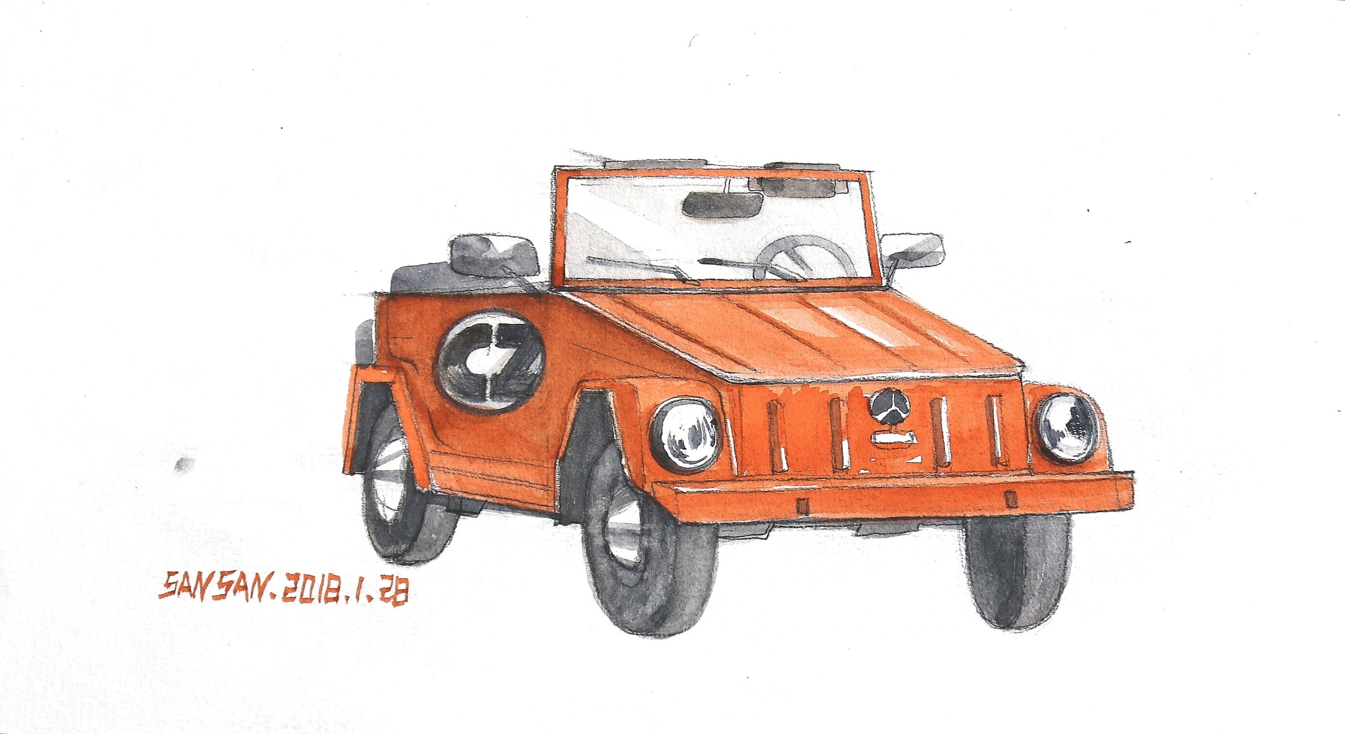 水彩小汽车练习