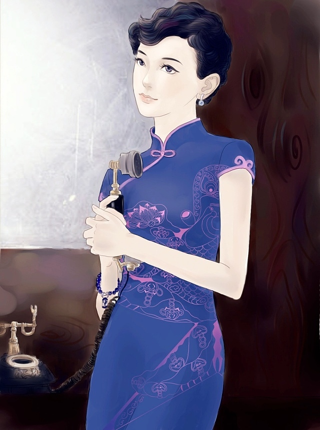 旗袍人物插画（图ZMTEzMzM3MzY=） - 创作习作 - 站酷设计师_阿坑原创素材 - 站酷ZCOOL