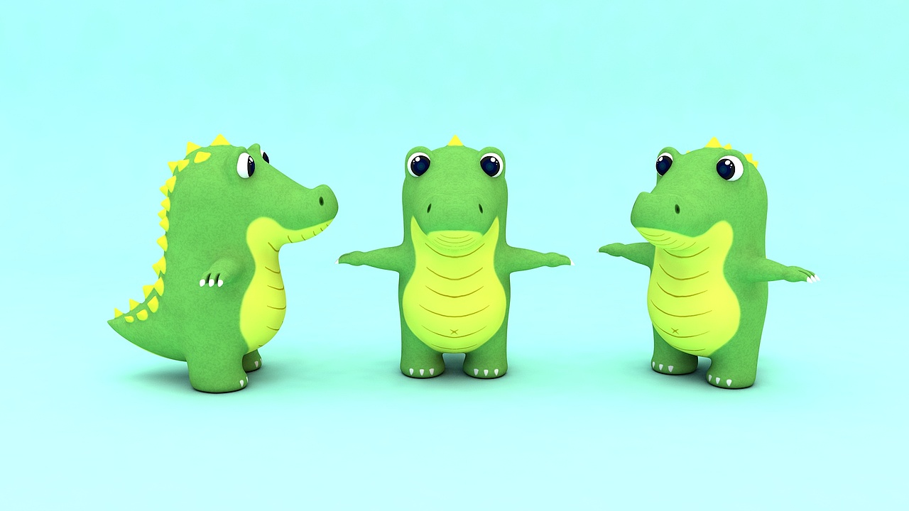 卡通小鳄鱼-c4d模型