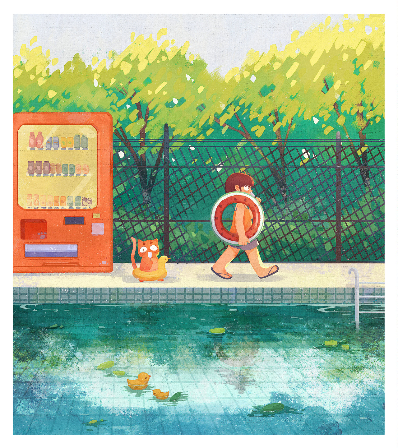 我的暑假系列插画