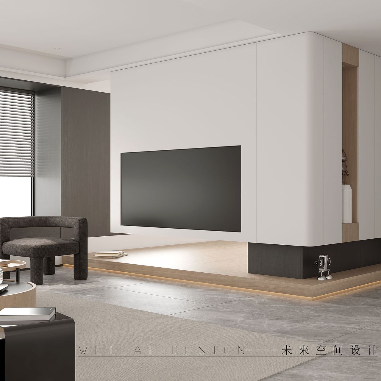 客厅极简效果图