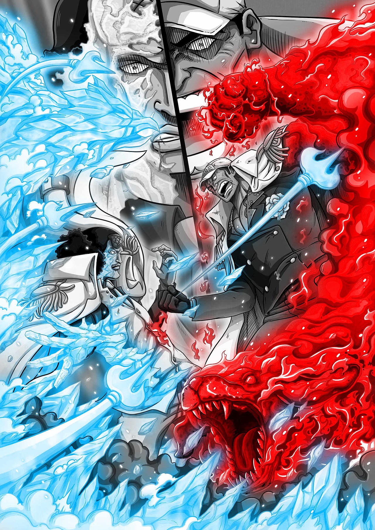 海贼王冰与火的碰撞青稚大战赤犬