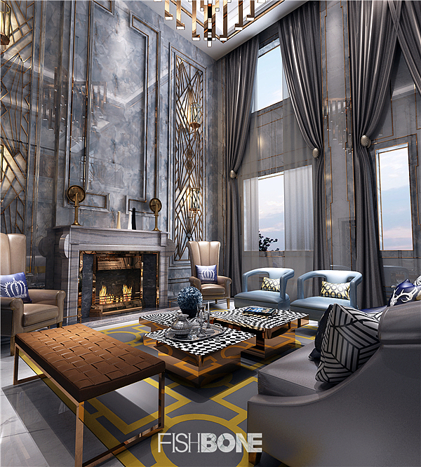 鱼骨设计-后现代风格别墅