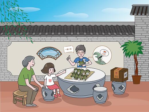 大闸蟹产品包装插画设计