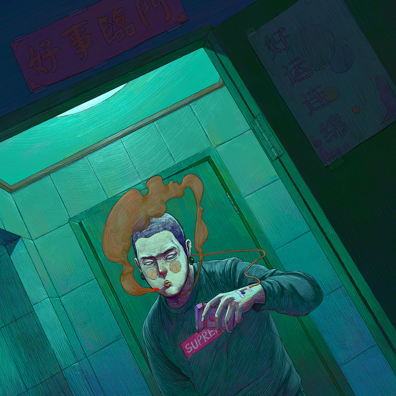 年轻人与门（图ZMjkxNDA3MDYw） - 艺术插画 - 站酷设计师好心屁民祁先生原创素材 - 站酷ZCOOL