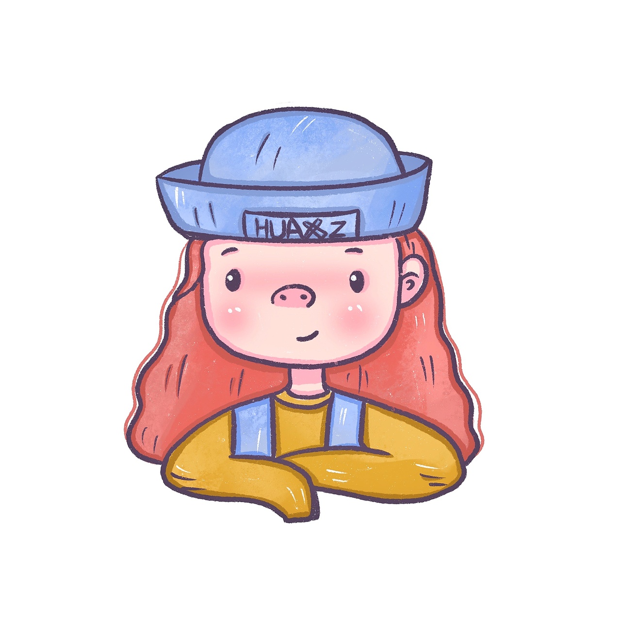 花栀子插画戴帽子的可爱女生头像