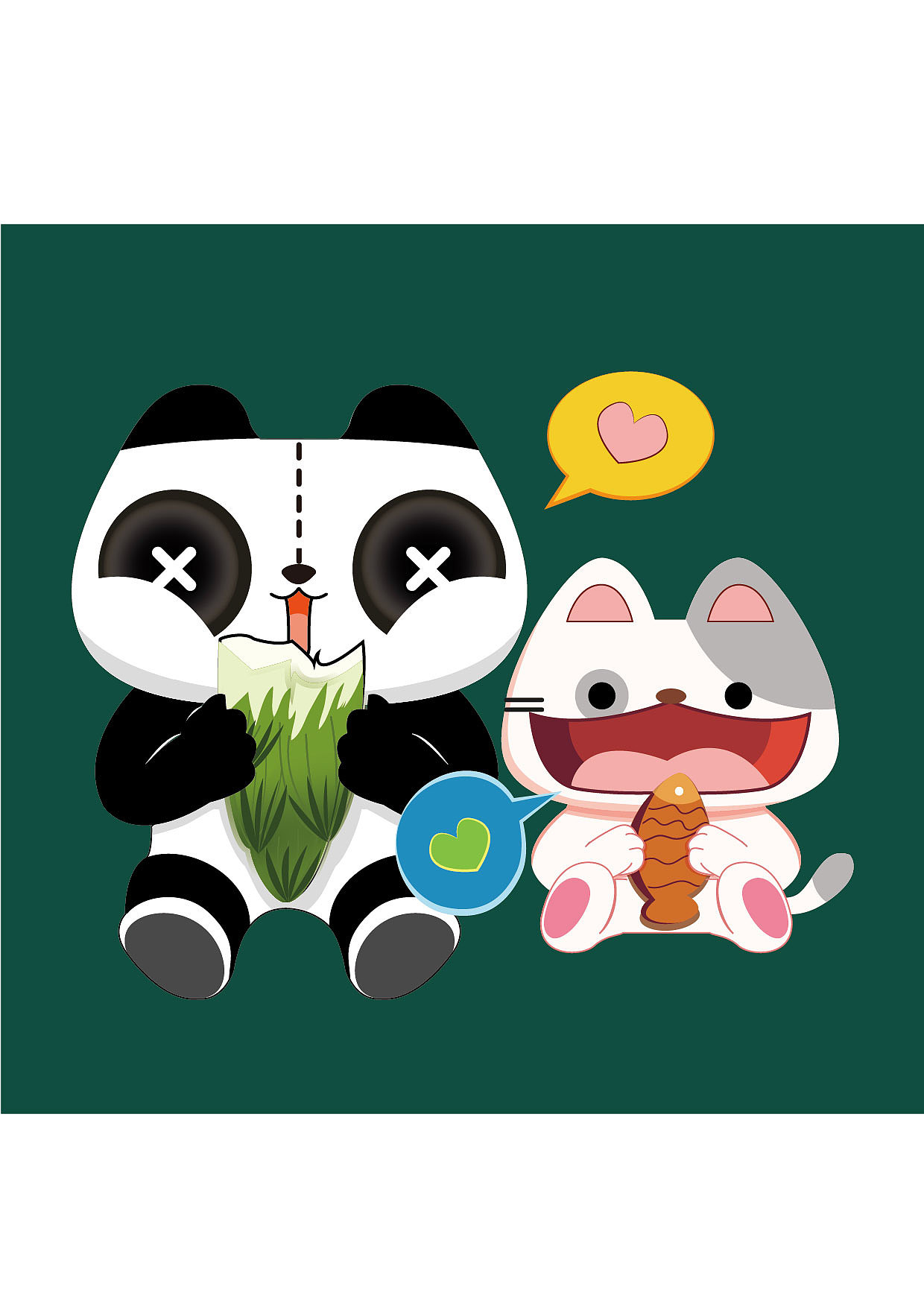 熊猫与猫ip绘制