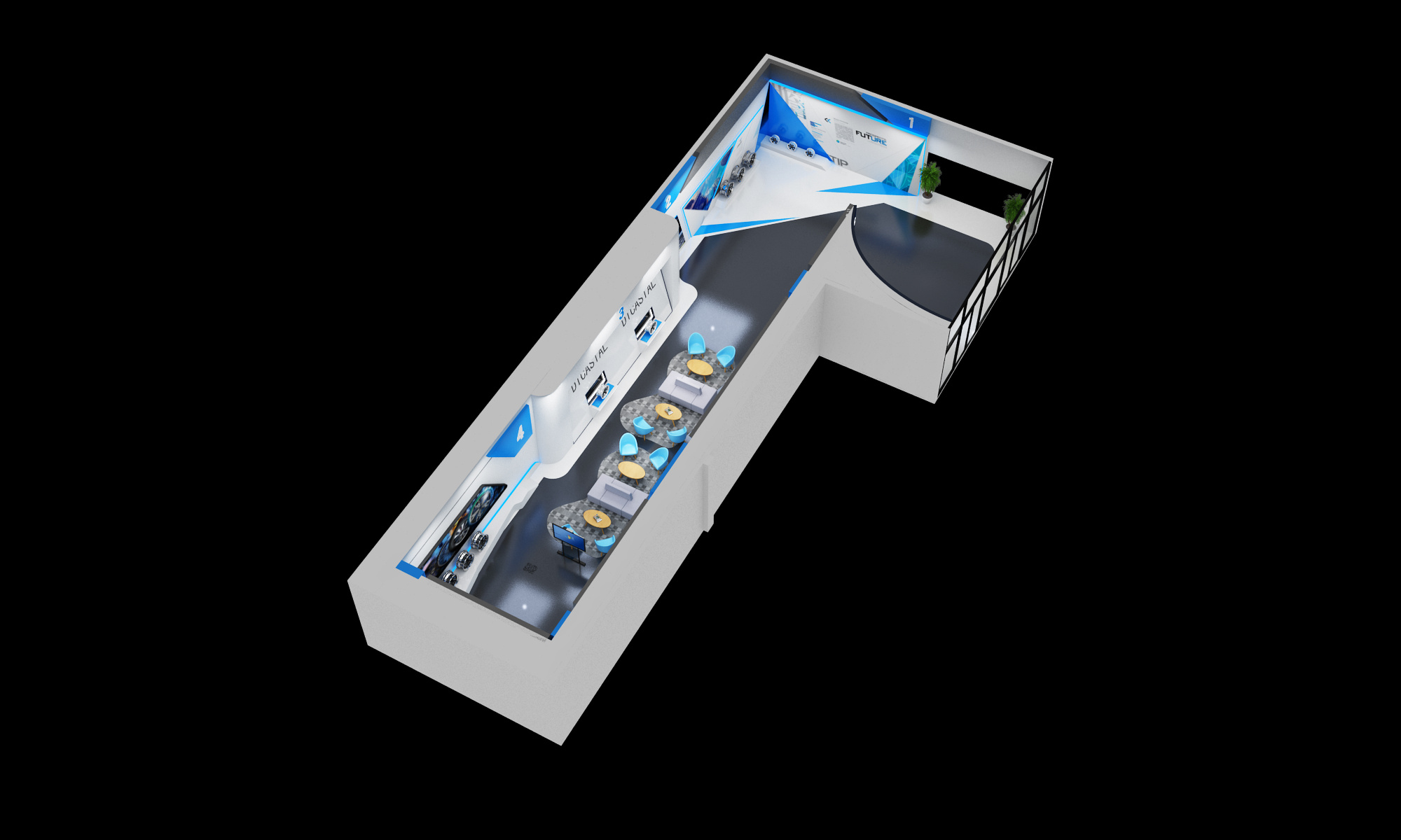 轮毂企业展厅3d效果图设计 现代科技风格展示厅设计|三维|展览|阿杰sm