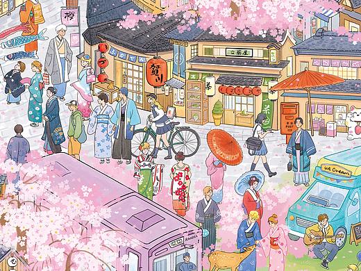 樱之旅 / 1000P拼图插画
