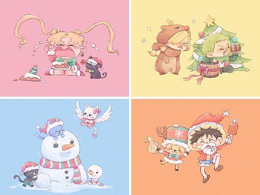 圣诞系列小插画合集（个人主页-ZNTcxNDkyODQ=） - 创作习作 - 站酷设计师夹心璐原创素材 - 站酷ZCOOL