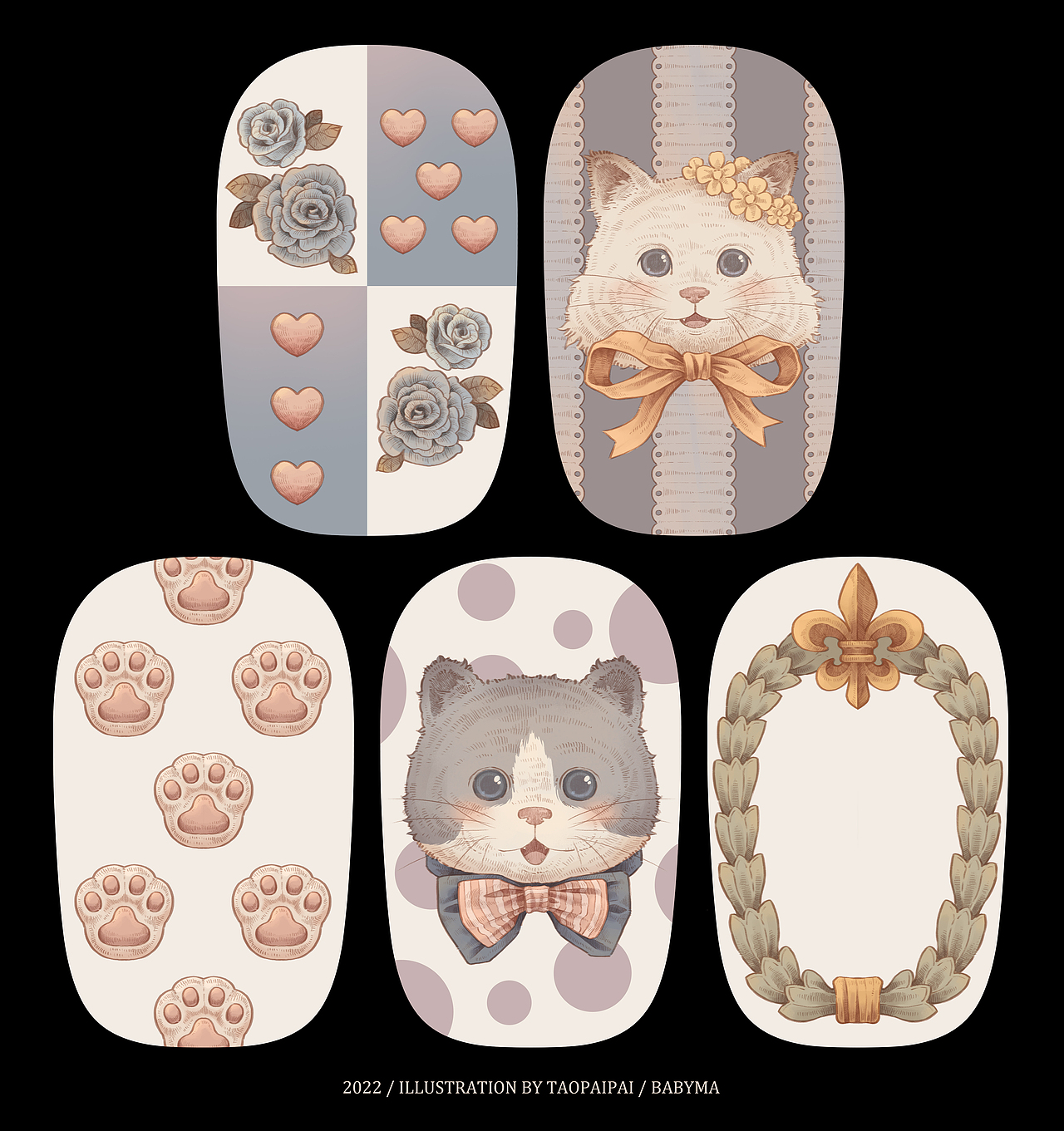 原创插画 | 美甲插画图案贴纸