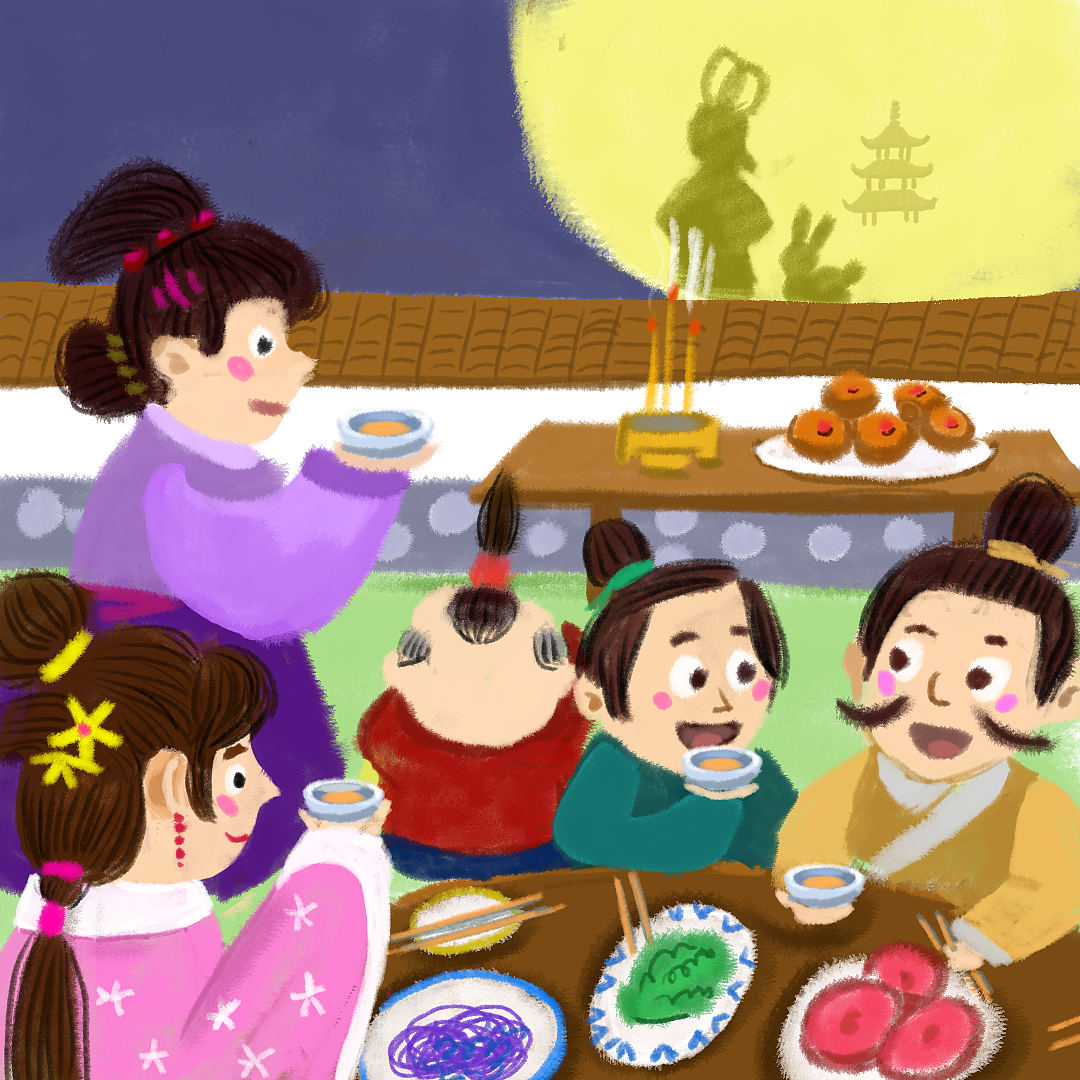 【儿插】民俗-中秋节（图ZMjI2MjAxNzYw） - 儿童插画 - 站酷设计师宝之绘画世界原创素材 - 站酷ZCOOL