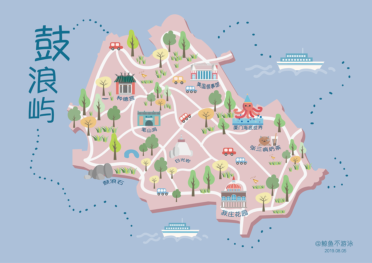 鼓浪屿手绘地图06