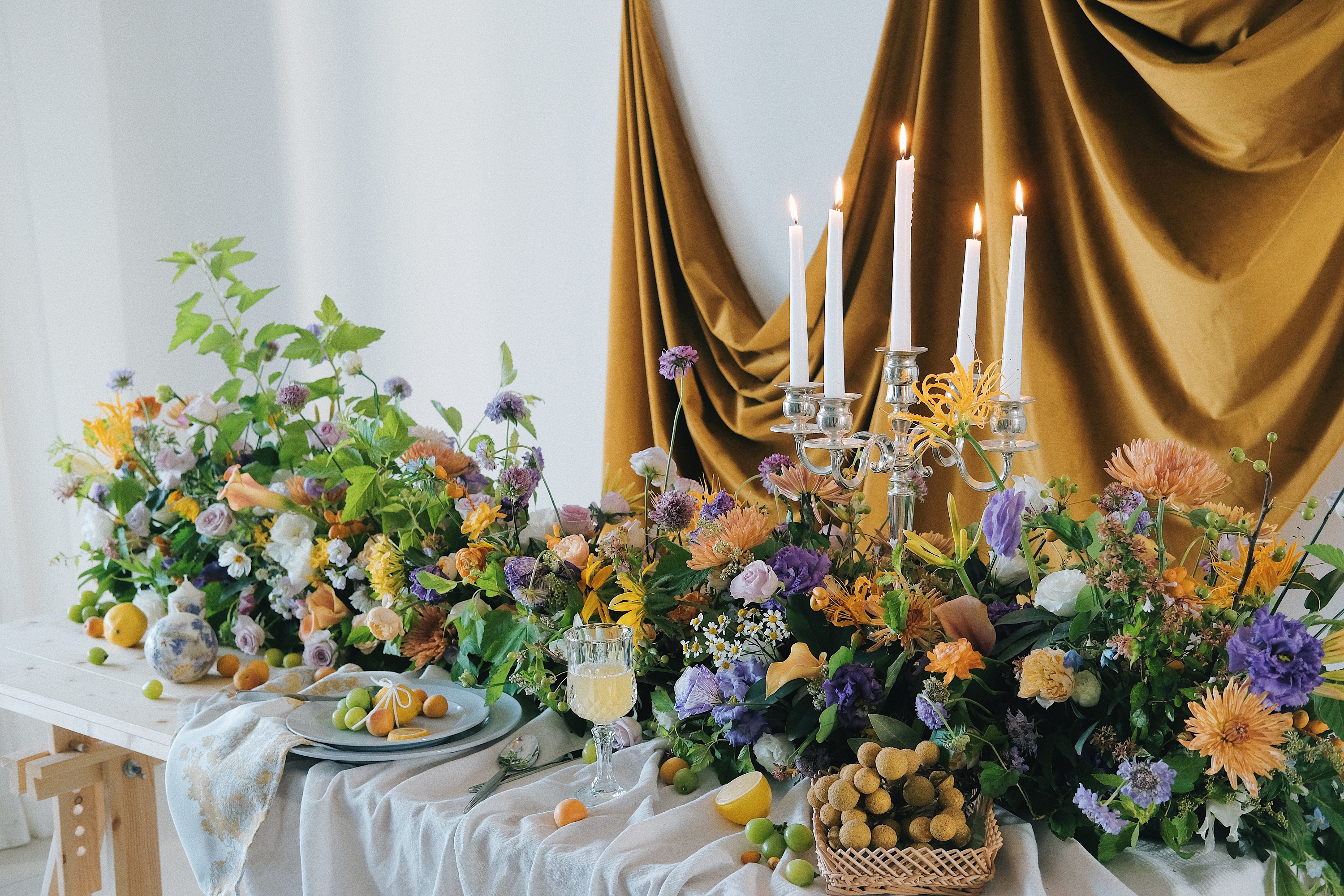 花艺西式长形桌花设计