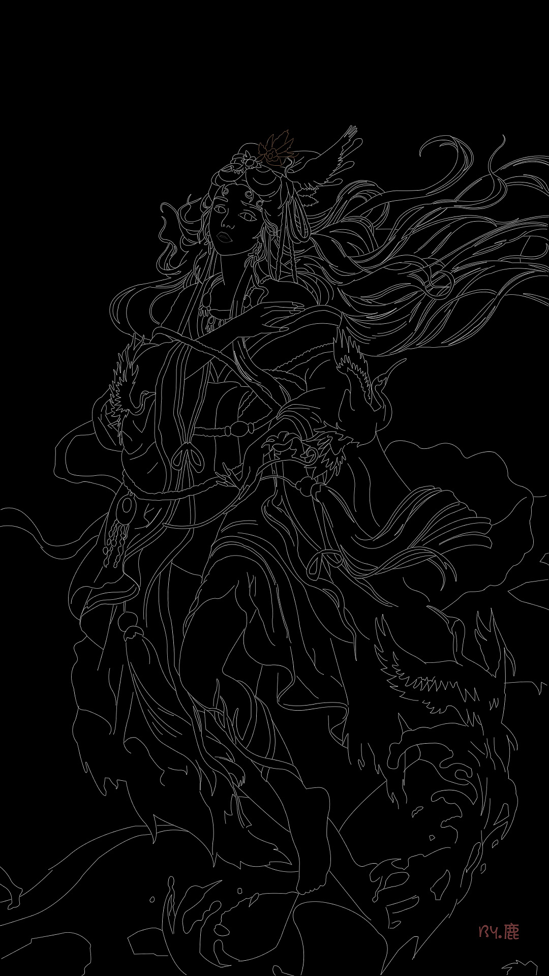 百鬼夜行红叶狩鼠绘临摹