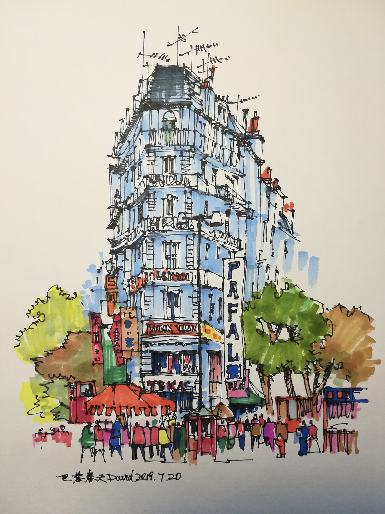 行走的风景，钢笔速写淡彩分享（图ZMTY5NzU1MTA0） - 创作习作 - 站酷设计师David老张原创素材 - 站酷ZCOOL