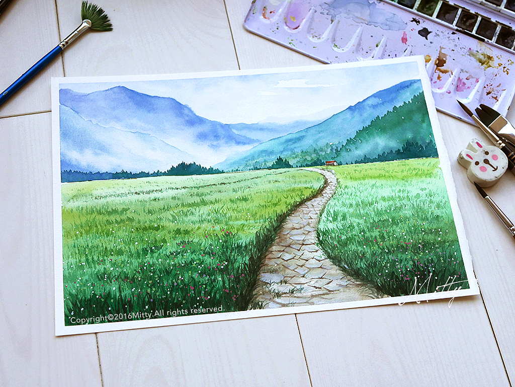 【米蒂风景水彩】田间迷雾