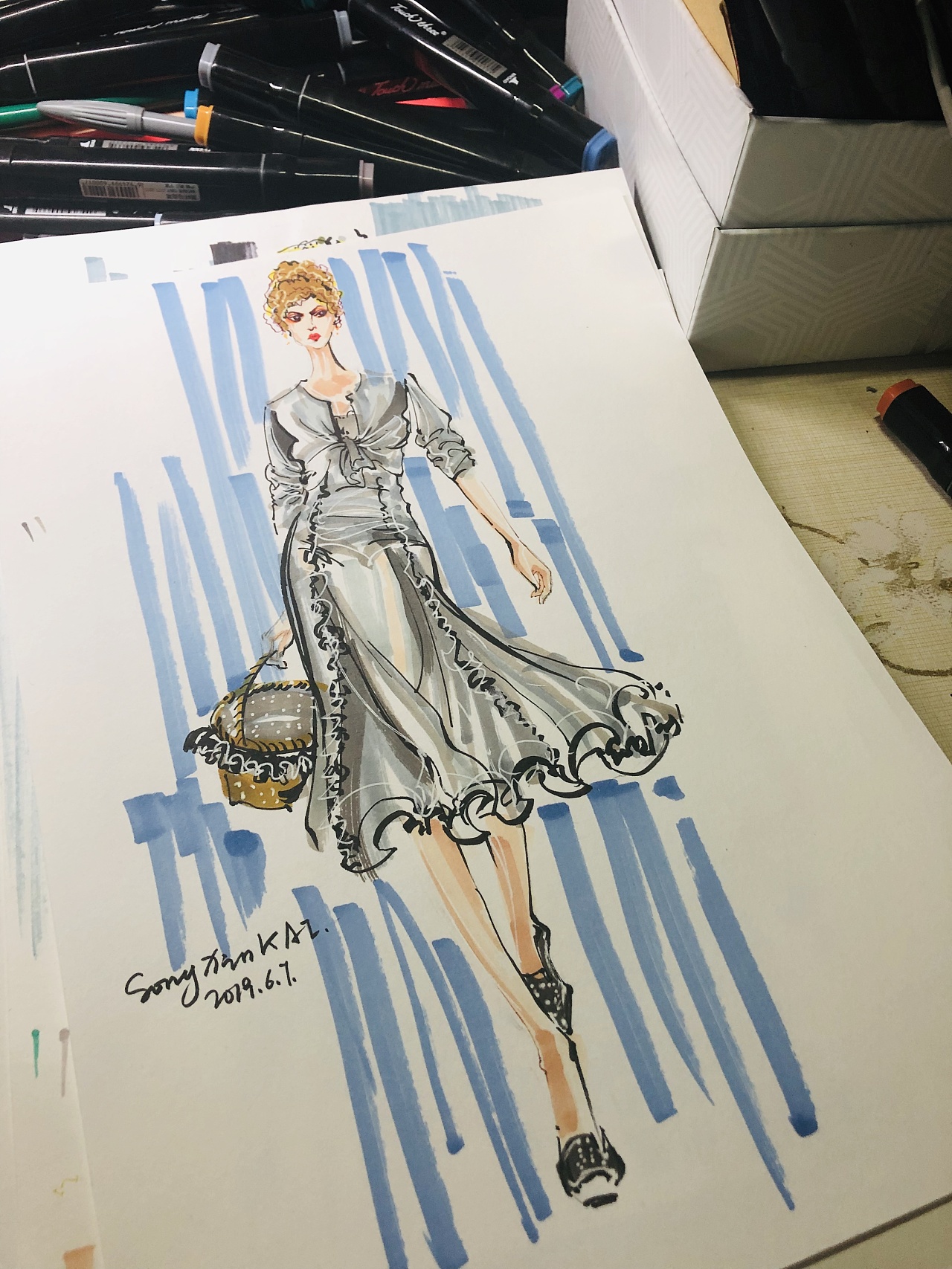 临摹#袁春然#服装插画