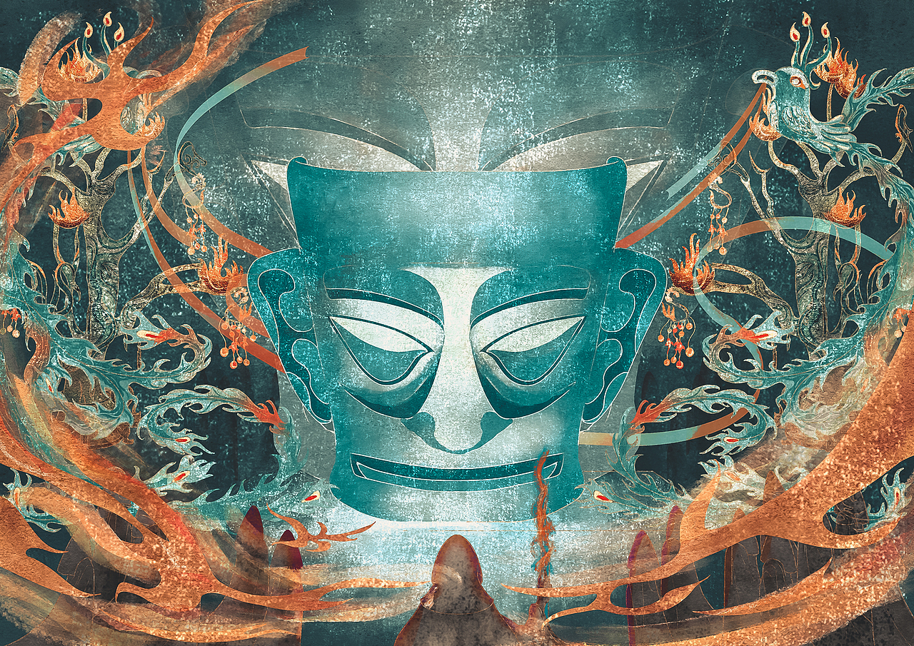 三星堆|插画|创作习作|酥娘_原创作品-站酷zcool