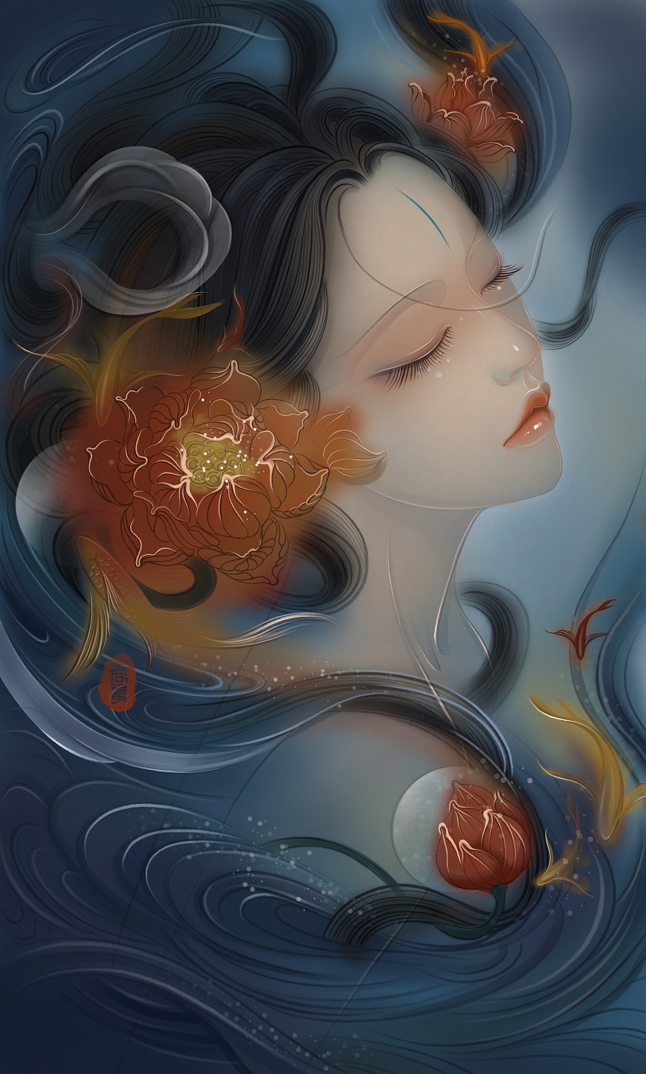 《云暮间》古风/国风美人插画