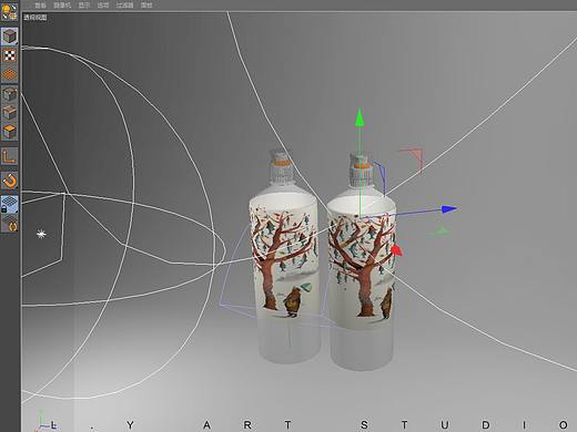  塑料矿泉透明水瓶外包装C4D建模渲染结合AI设计效果图