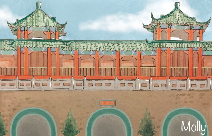 南京玄武门绘画图片