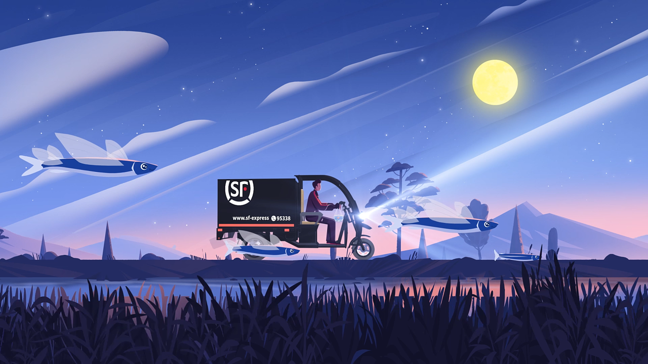 顺丰-插画风二维手绘动画|影视|motion graphic|穿越海贼王im - 原创