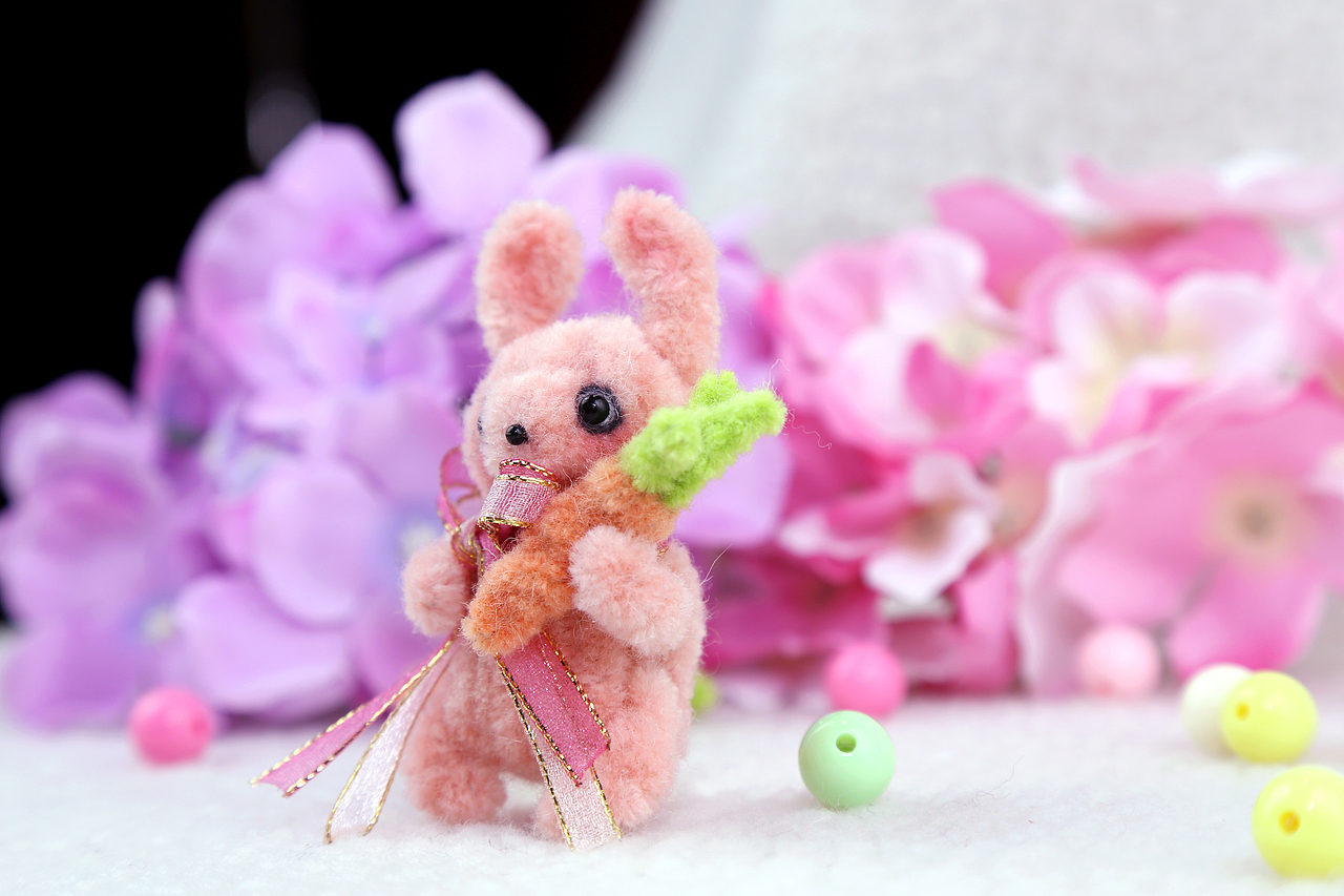 扭扭棒 桃粉兔 手工成品制作