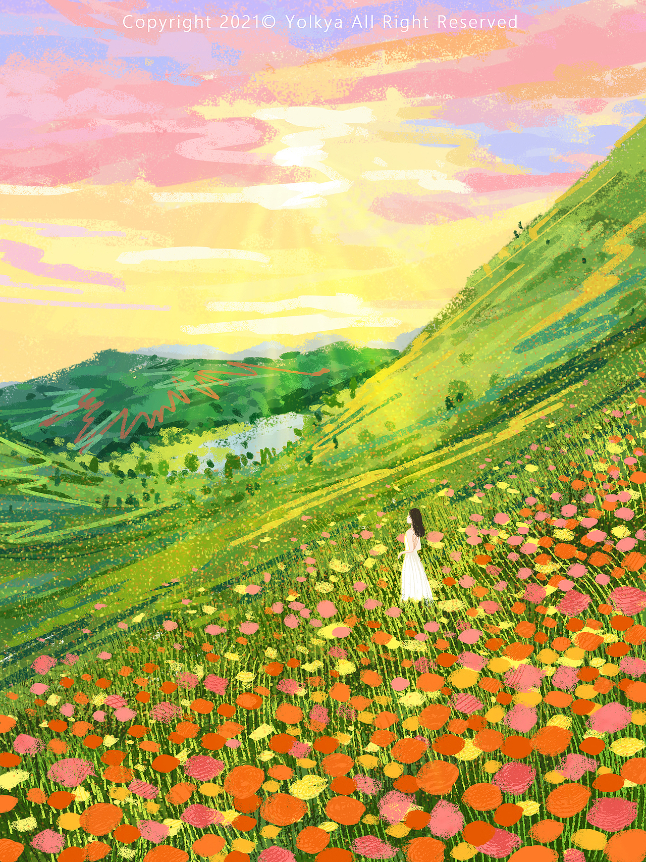少女与花（合集）（图ZMjU4MTcwNTg4） - 艺术插画 - 站酷设计师Yolkya原创素材 - 站酷ZCOOL