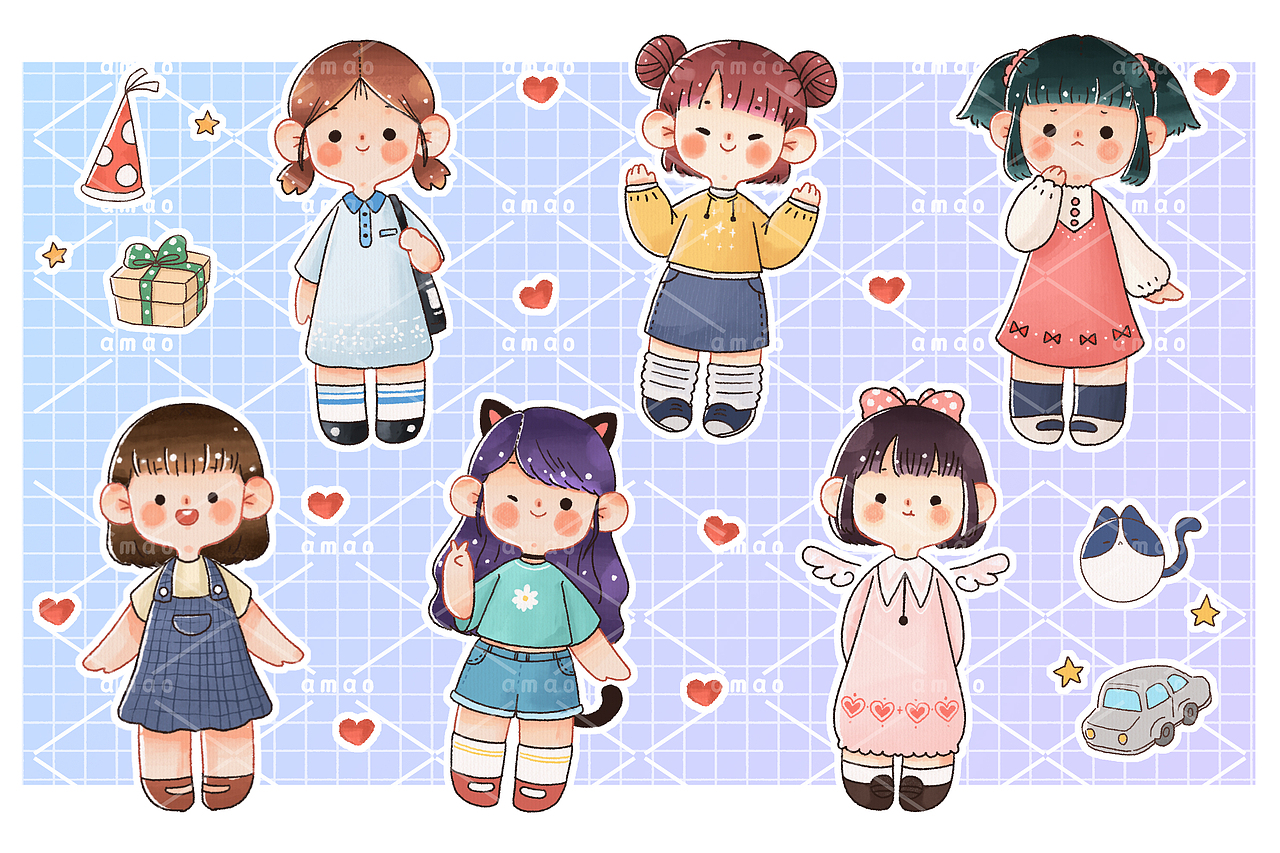 上了色的一堆简笔画啦（图ZMjE3OTY4MTk2） - 儿童插画 - 站酷设计师54阿毛呀原创素材 - 站酷ZCOOL