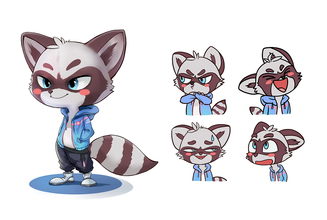 q版浣熊吉祥物角色设计