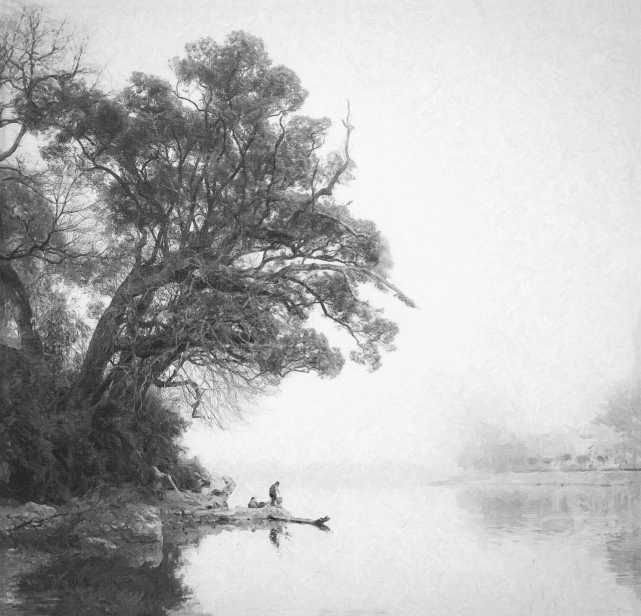 【小村印象】
很多朋友很好奇，为什么我的网名叫：桂林大河，其实桂林大河是我家乡的名字。虽然去过很多地方拍摄，但是我最喜欢的还是家乡的这幅《小村印象》，很有一种淡雅的国画美。满满童年记忆，满满淳朴乡味。<br>器材：5d2+适马 35  1.4<br>参数：F5.6，1/200s，ios100