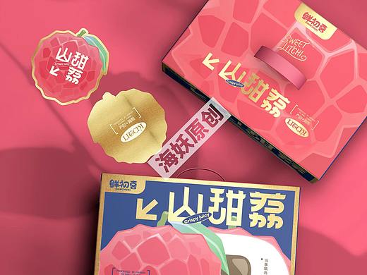 ｛原创｝荔枝水果食品礼盒手绘插画包装设计