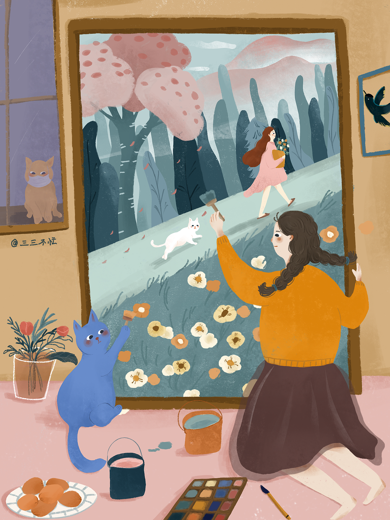 《三只猫》系列插画