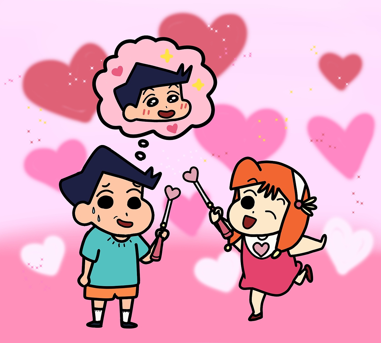 蜡笔小新风间和可爱p的合影哈哈哈