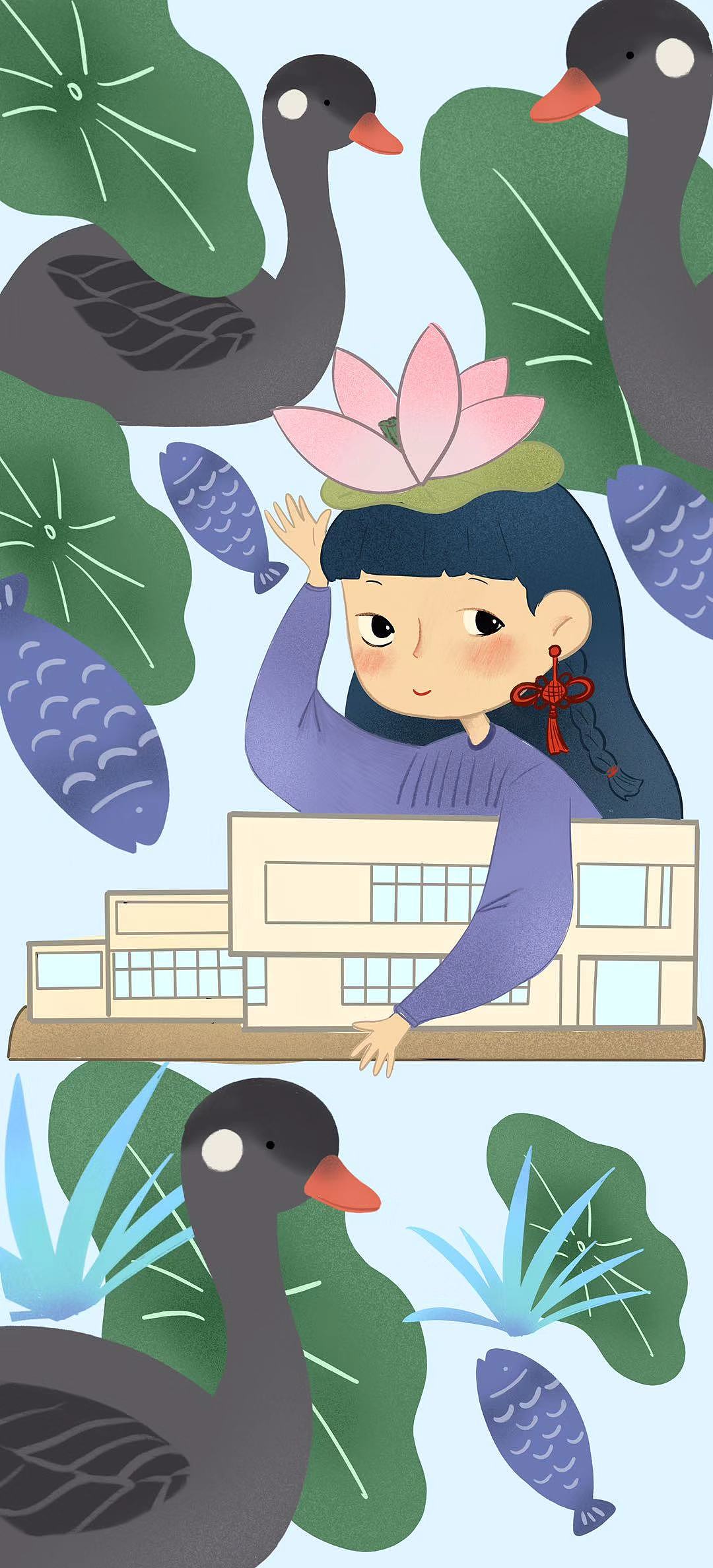 校园文创—建筑|插画|商业插画|乘以七_xq_原创作品-站酷(zcool)