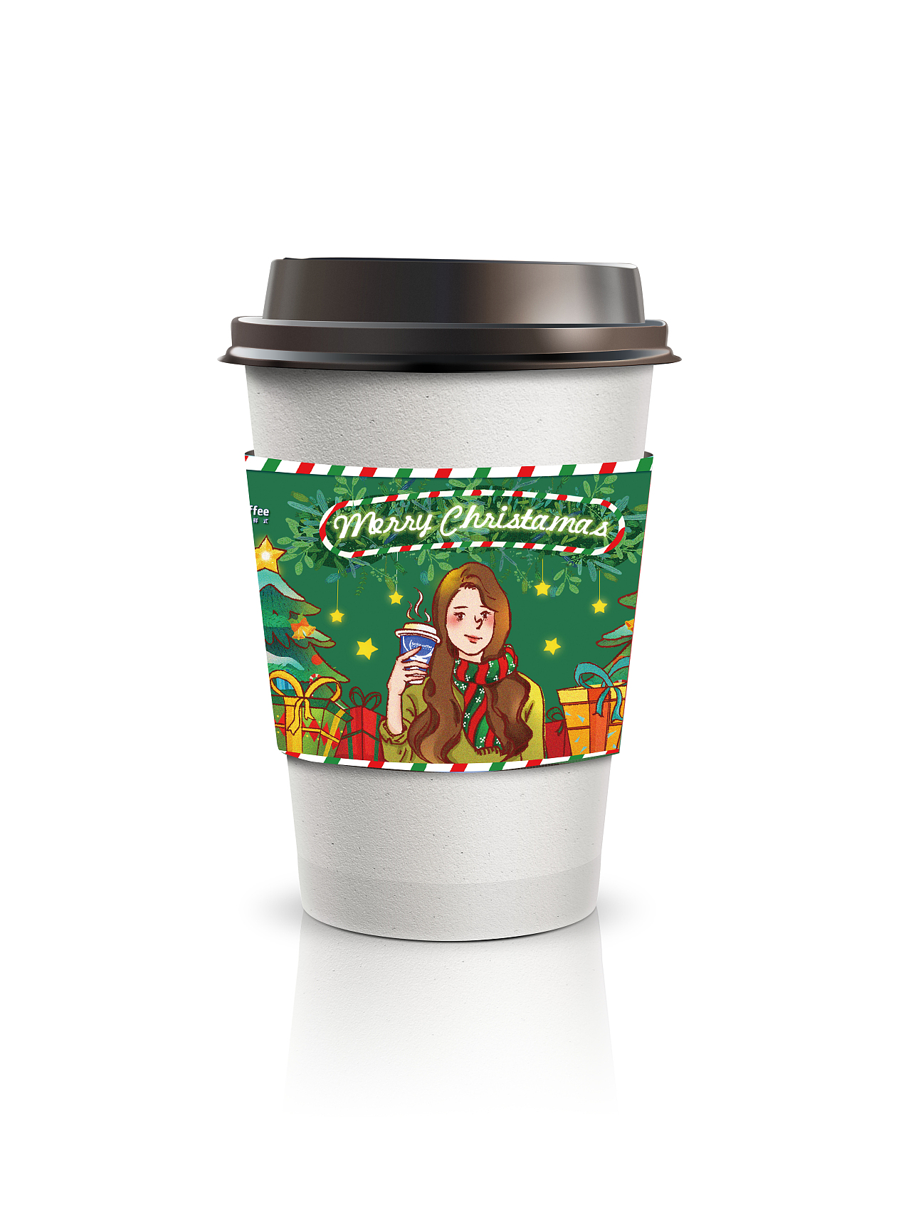 瑞幸咖啡圣诞90杯套设计|插画|艺术插画|superc同学_原创作品-站酷