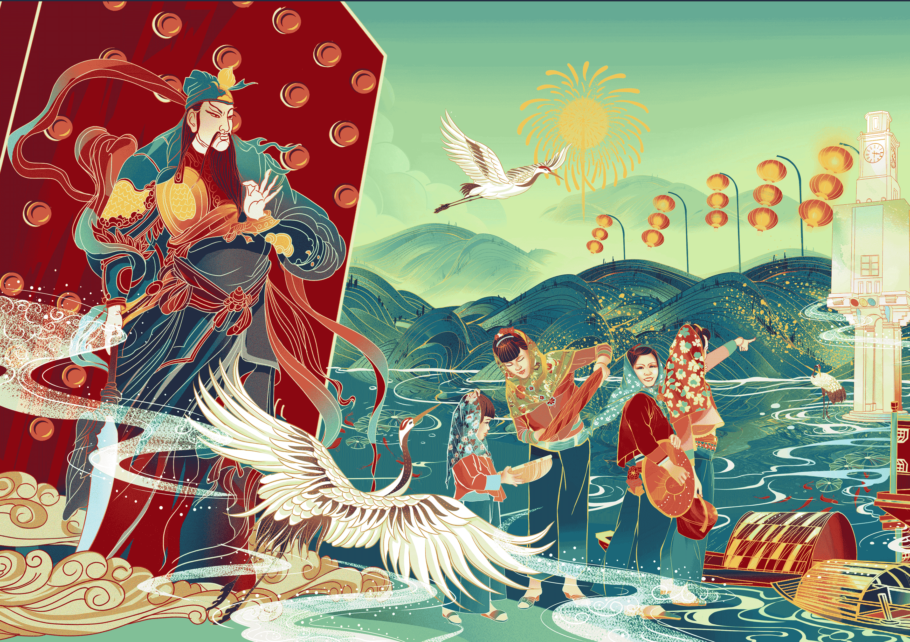 泉州贺年||国潮风插画春节新年长卷(图ZMjc4NjE1Nzg4) - 商业插画 - 站酷设计师锦玉公子原创素材 - 站酷ZCOOL