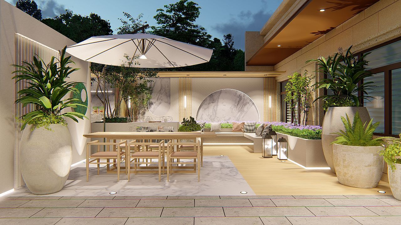 现代精致小清新庭院设计夜景氛围表现（图ZMzIyNTE5NDE2） - 景观设计 - 站酷设计师温澜潮生_ewan原创素材 - 站酷ZCOOL