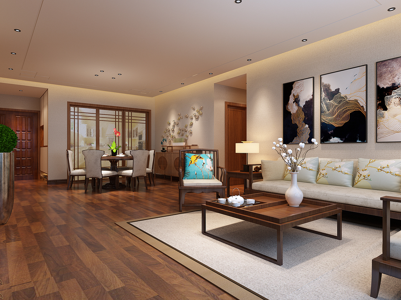 郑州148平新家,新中式装饰风格彰显成功人士低调大气