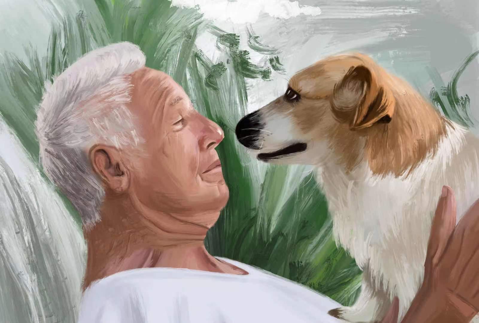 老人与狗壁纸图片