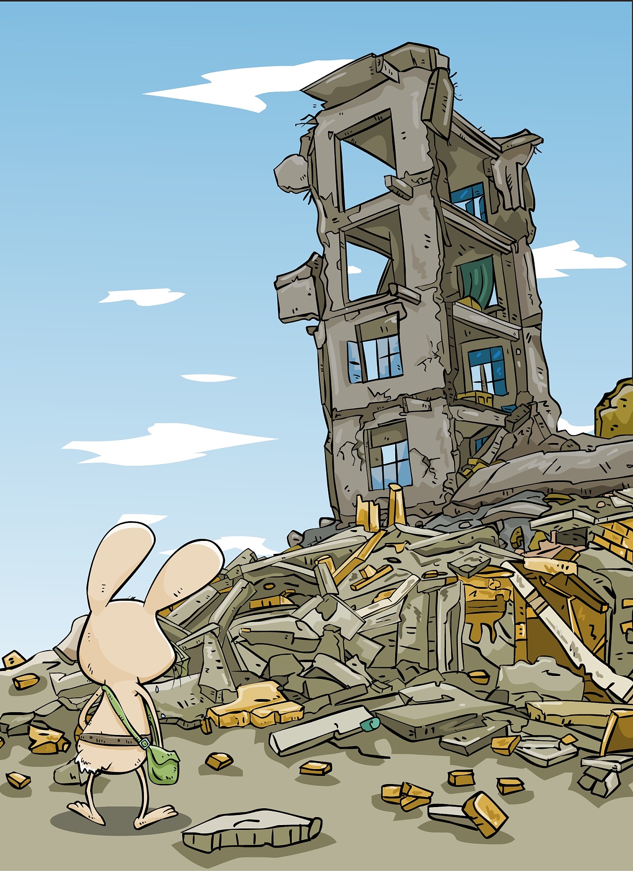 地震安全教育素材插画_完美办公