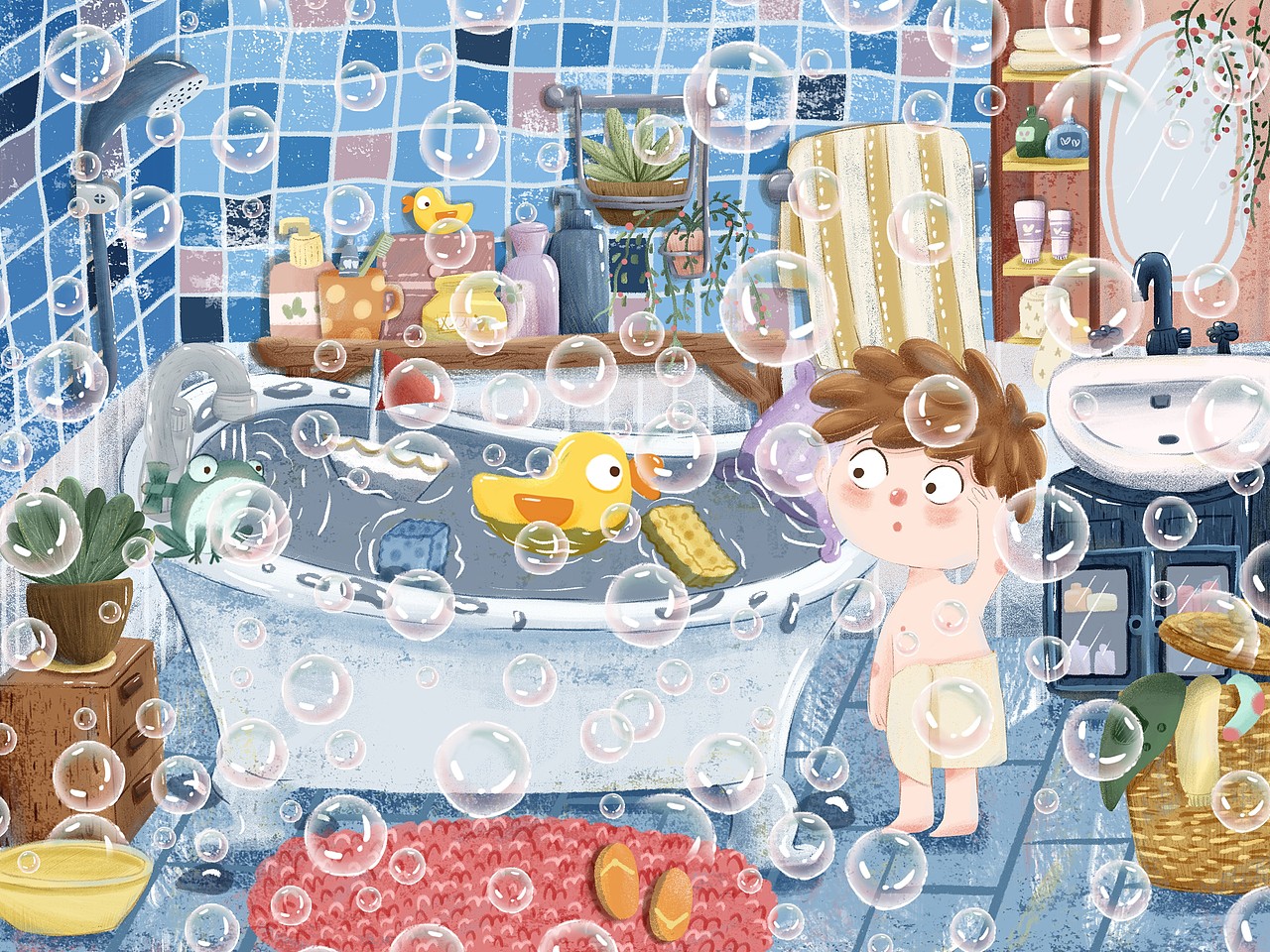 浴室玩耍（图ZMjMyMTE4NzM2） - 儿童插画 - 站酷设计师DP大潘原创素材 - 站酷ZCOOL